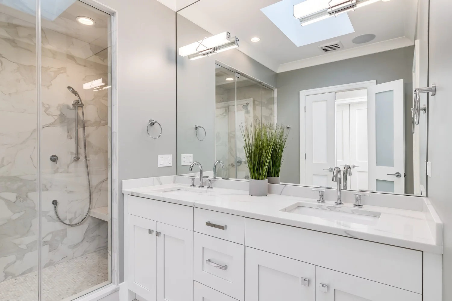 Kitchen remodel with white countertops